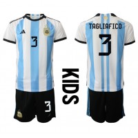 Fotballdrakt Barn Argentina Nicolas Tagliafico #3 Hjemmedraktsett VM 2022 Kortermet (+ Korte bukser)